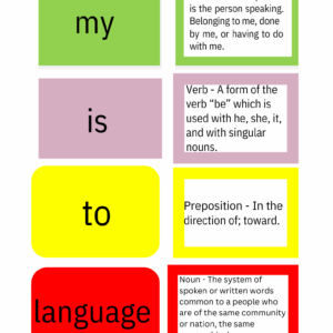 English Lesson No. C1 Word Study Cards